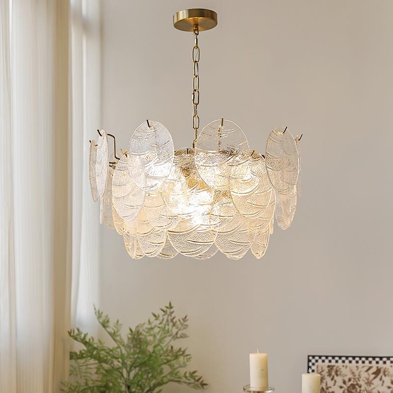 法式复玻璃室吊灯776中古油风客厅书房餐奶厅轻奢新卧款古氛围感