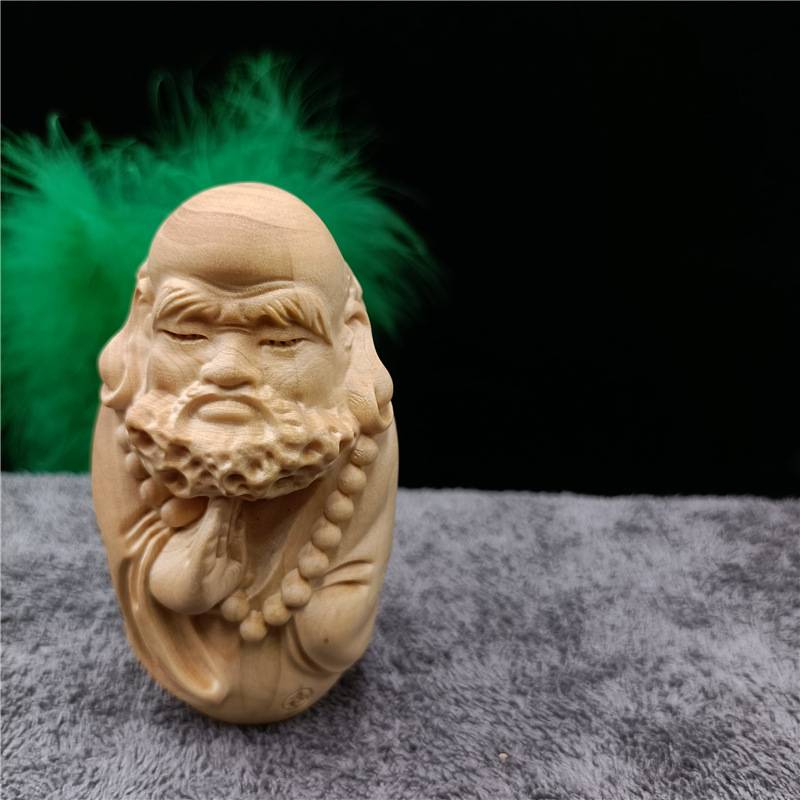 小叶黄杨木雕刻居家文玩手把玩件天师钟馗挂件达摩车小摆件工艺品