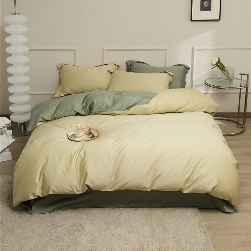 高端100S轻奢长绒棉双面纯色床单被套枕套床笠三件套全棉四件套