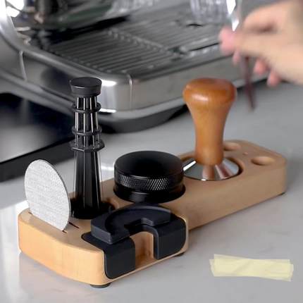 咖啡压粉座填压底座实木压粉垫布粉器粉锤收纳座51/53/58mm手柄