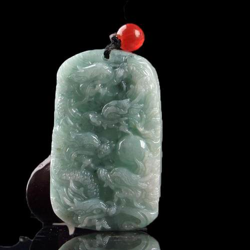 九龙玉牌 缅甸翡翠九龙护 主 男士大气双面雕刻 厚装玉器挂件