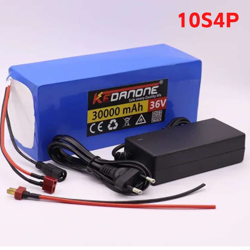 36V 30000mah 18650A电池10S4P 42V电动自行车锂电池组内置BMS
