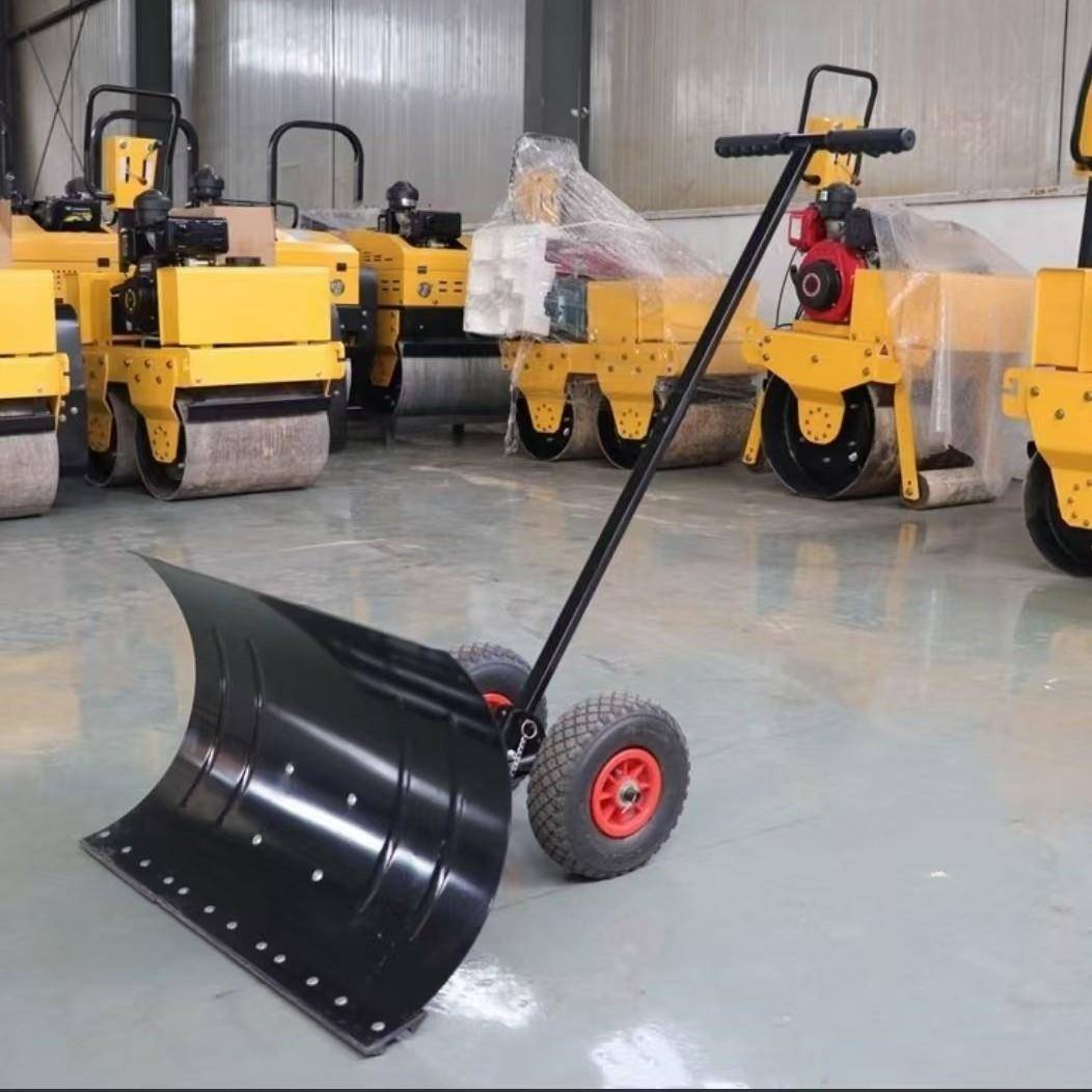 现货手推式除雪铲带轮手推轮式铲雪神器推雪车单杆双杆推雪铲