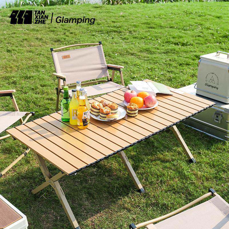 探险者户外折叠桌子野营蛋卷桌子便携式野餐桌椅套装露营用品装备
