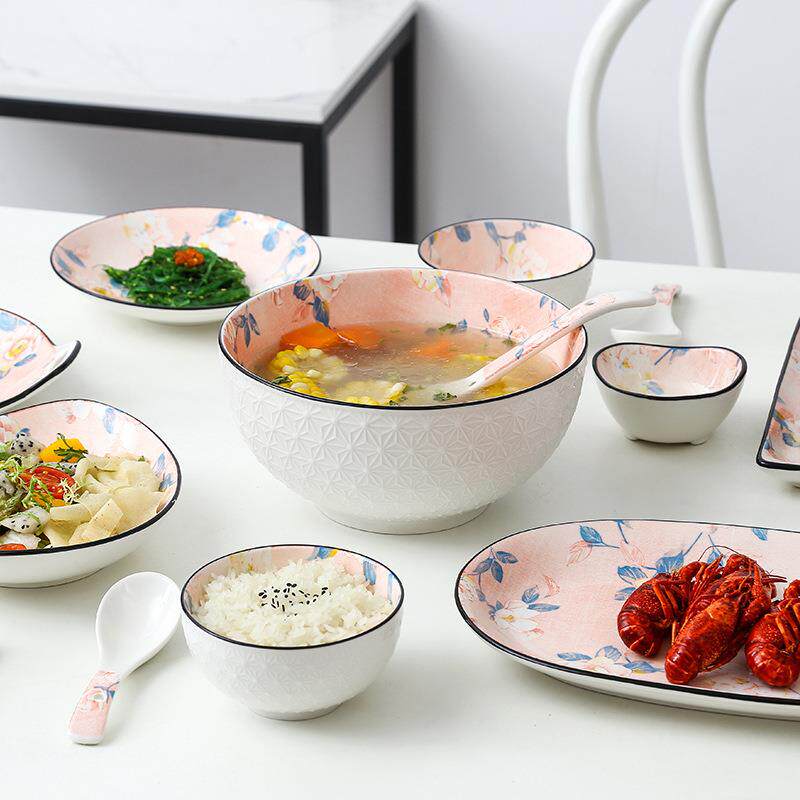 整箱工厂直网红茶发用花瓷碗碟陶餐具日式釉下IAF彩家米饭碗菜盘