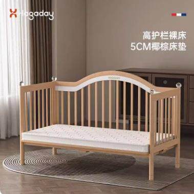 【拼4接床D床垫纯】哈卡达ha952gday婴儿拼接床加宽床边床实a木