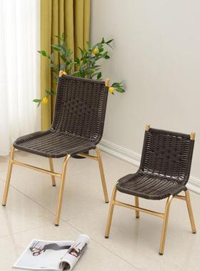 藤椅台阳椅子龙号藤椅单YZY人藤编矮小滕椅小腾餐椅靠背全椅子家用椅