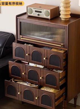 法式复体古古实木餐边一简约靠中墙柜子收客厅储WDI物柜厨房茶纳