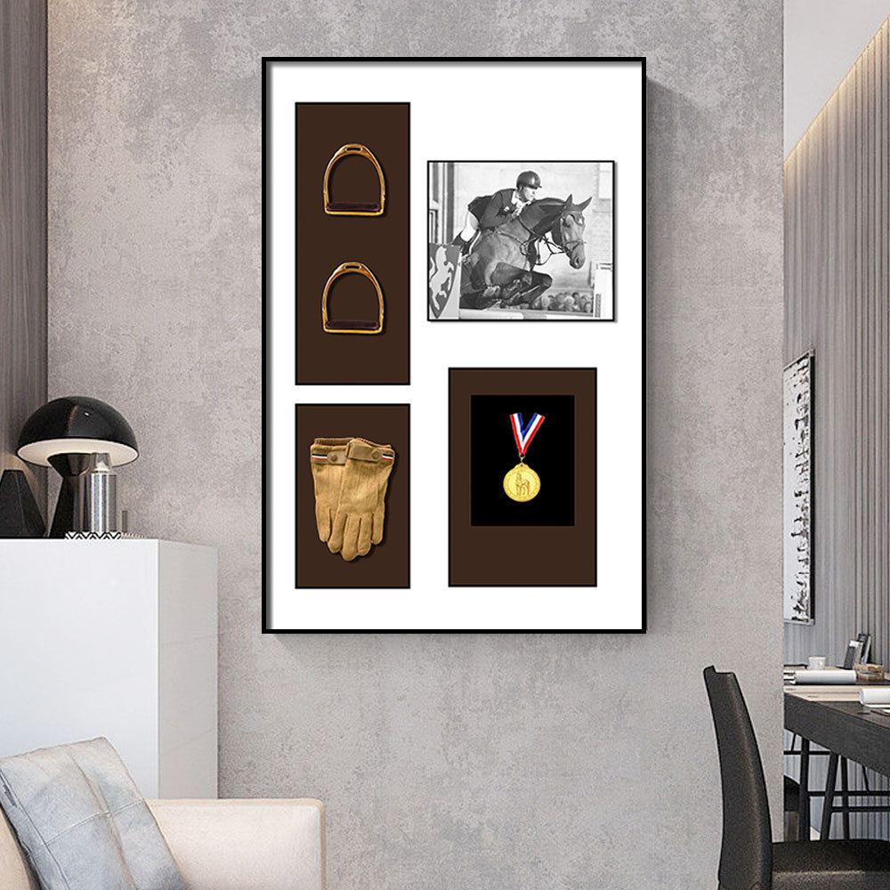 马术装饰画立体装置画玄关走廊酒店工程爱马风挂画创意艺术壁画
