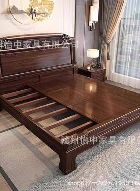 EOH结新中式实木美紫檀大南床1.8M双人主卧古床典雕花榫卯构实木