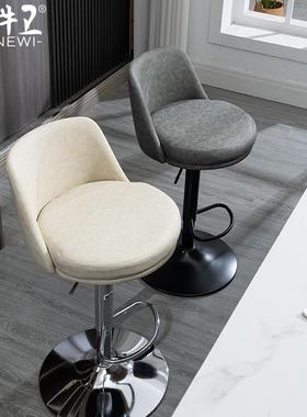 约吧台椅CZP家用升代降转靠背吧台凳现简轻奢岛台吧椅铁艺高旋脚