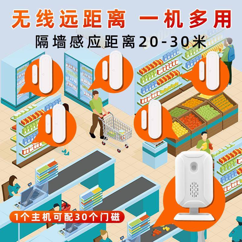超市箱开门提器便利店冰柜感应醒门铃语防音冰84775提示盗报警器