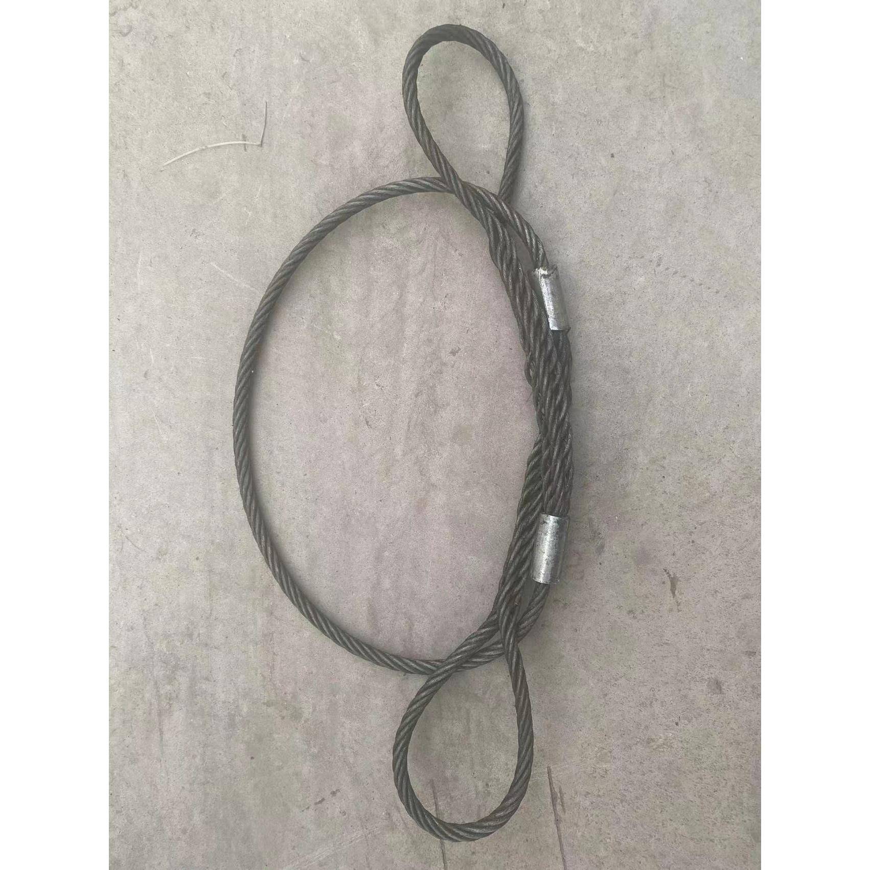 机器制加手工编车头钢丝不扎手双扣索具压起重87工具拖绳拉绳车绳