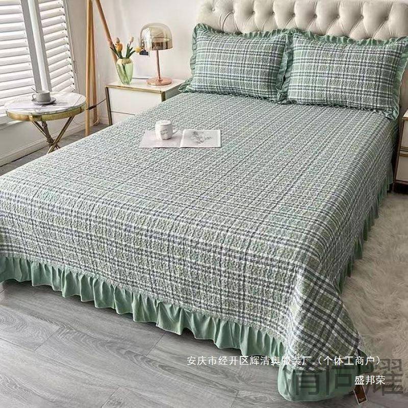 盛邦加厚荣韩式床色织套装床裙可机洗夹棉田园风AL817179公主盖风