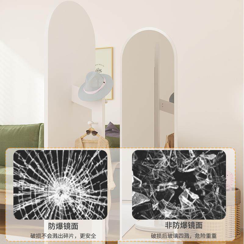 身0J全OXZ镜落地镜可旋转挂衣架纳架一体实木家用室女生卧收试衣
