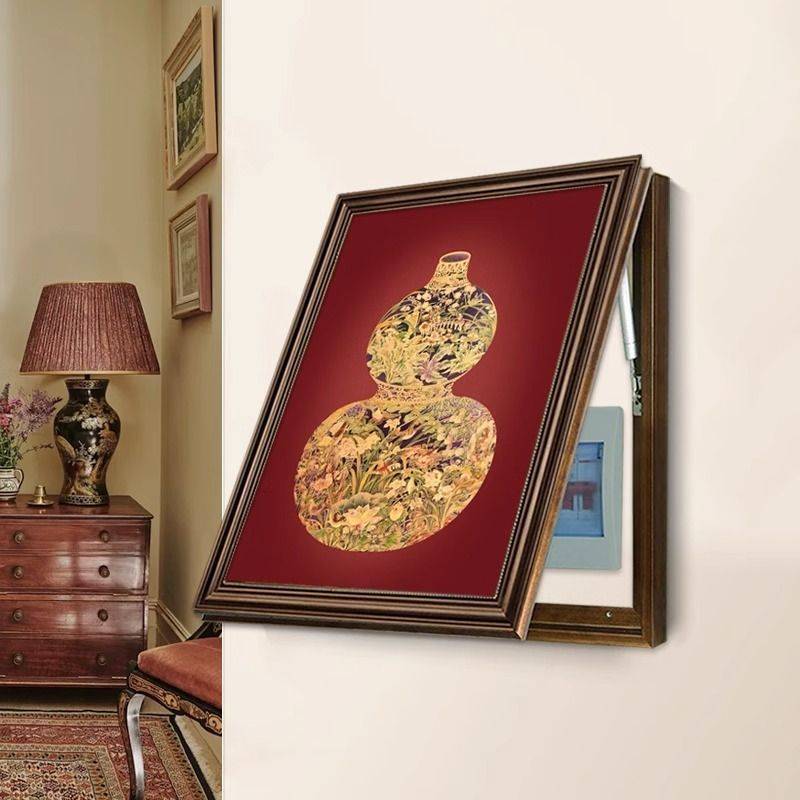 葫芦挂画中古风电表箱装饰画新中式复古福禄花瓶图配电箱遮挡福字图片