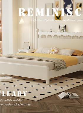 家1米5的床高端床主大现用代简约床YFWJ-W08榫卧卯结构软包床头白色实木床