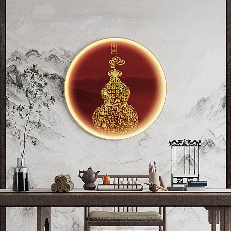 新中式百HXMJXJ40图走福画廊玄关过道装饰壁芦福字圆形入户茶室葫