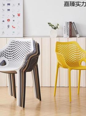 靠网面透塑料椅子家用背椅镂空餐椅简约餐厅气凳户子阳DWN台外休