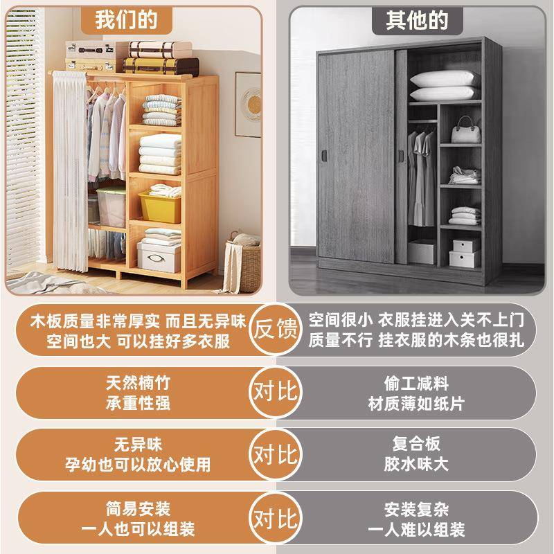 简易FBZ衣置物柜家宿舍卧室出柜租房经用济布型实木衣橱无纺组装