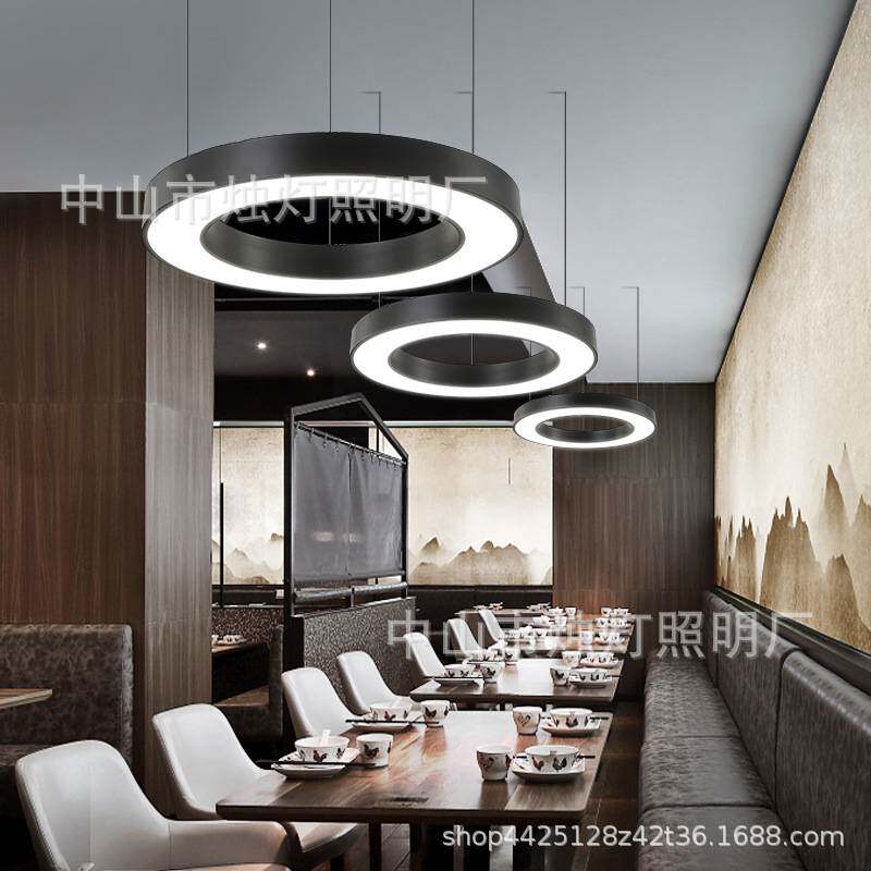 LED空心圆办公吊灯健身房超市环形艺术灯饰现代简约商铺用造型灯