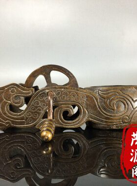 怀旧民国老物件老式纯铜龙纹同墨斗墨线盒木工划线工具老铜器收藏