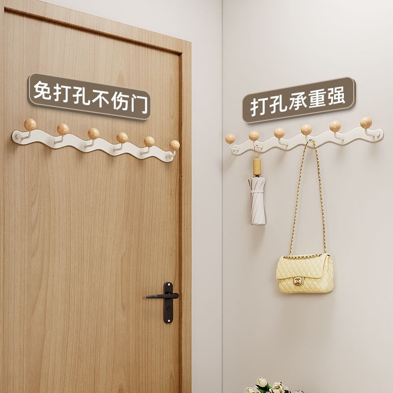 墙上挂衣架卧g室免打孔玄关进门口挂钩入户衣架壁挂墙壁门后挂衣