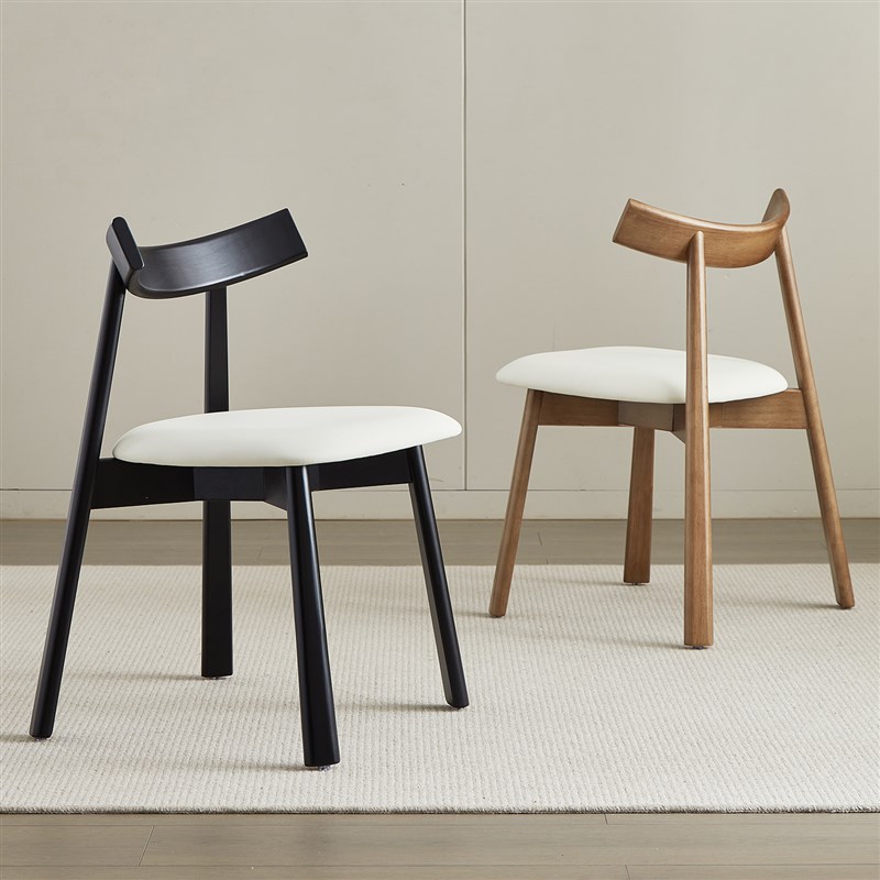 真皮实木餐椅家用j饭厅2025新款凳子餐饮商用中古风极简船浆靠背
