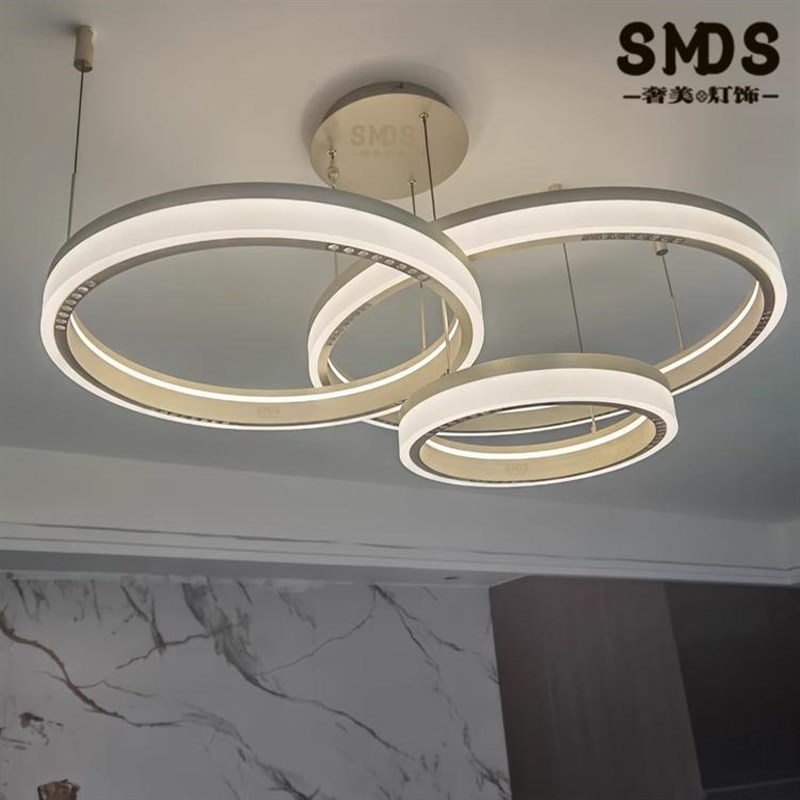 现代个性圈圈艺术客厅吊灯意式极简时G尚餐厅卧室书房全光谱智能