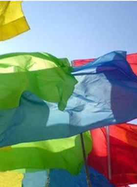 3号纯色彩旗装饰e 户外五彩 红色 蓝色 黄色粉色 黄色 彩旗100D涤