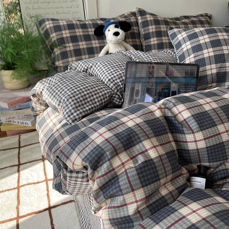 A类全棉双层纱床上四件套纯棉纱布被罩春夏裸睡被套床单床品