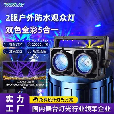 2眼户外防水观众灯双色1800k 5600k5合一跑马演出背景补光灯拼接