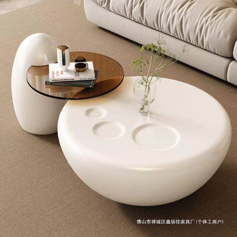 欧风意式圆形茶几电视柜组合小户型高级现代客厅简约家用轻奢大小