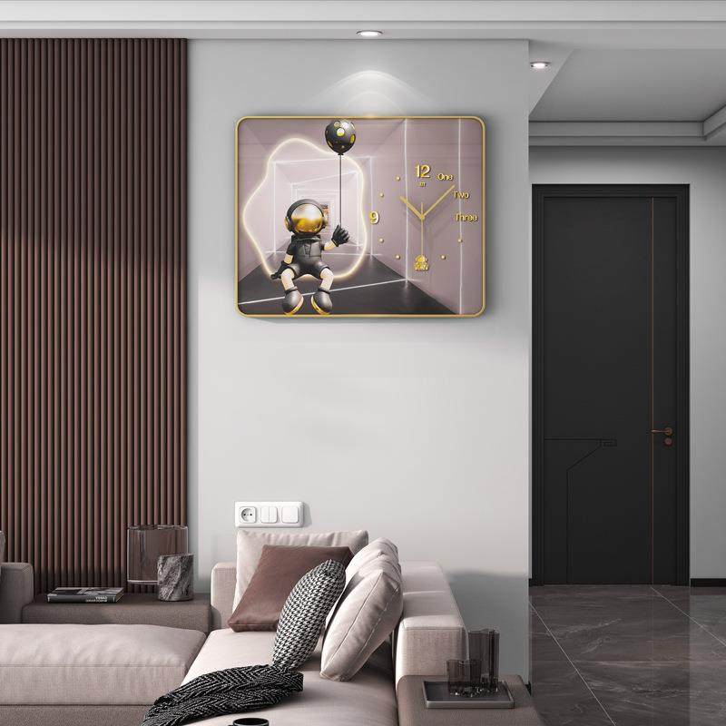 网红创意电表箱钟表客厅挂钟的轻奢钟时钟挂墙家用背景装饰画挂表