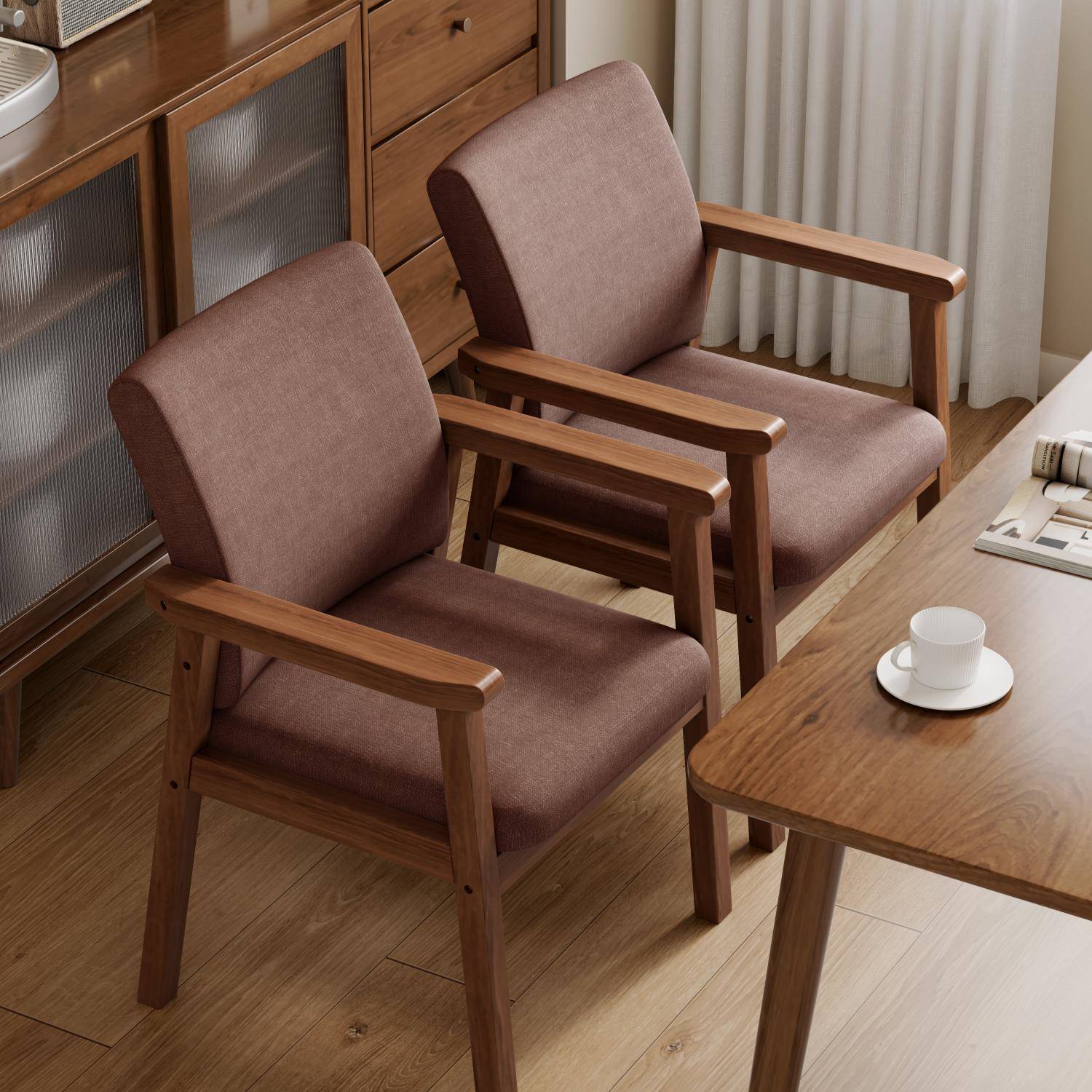 实木椅子餐椅家用餐厅餐桌椅2025新款靠背椅黑胡桃中古茶椅书桌椅