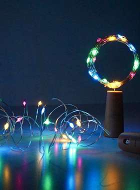 新款 灯串led瓶塞灯 AG13纽扣电池盒瓶塞铜线灯 圣诞装饰星星彩灯