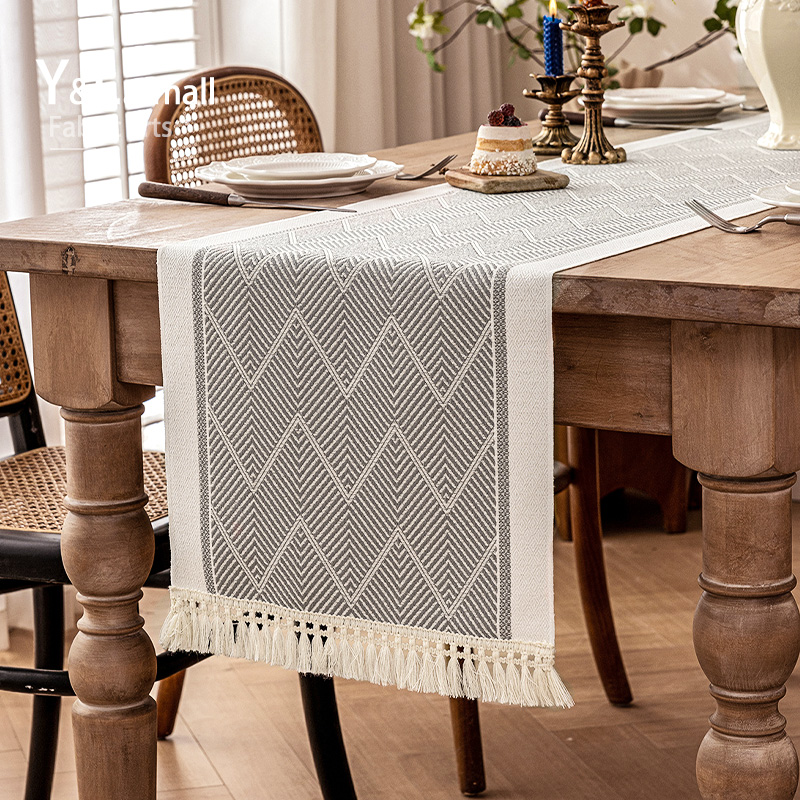 现代简约桌旗北欧原木风餐桌布艺桌布电视L柜茶几装饰垫布斗柜台