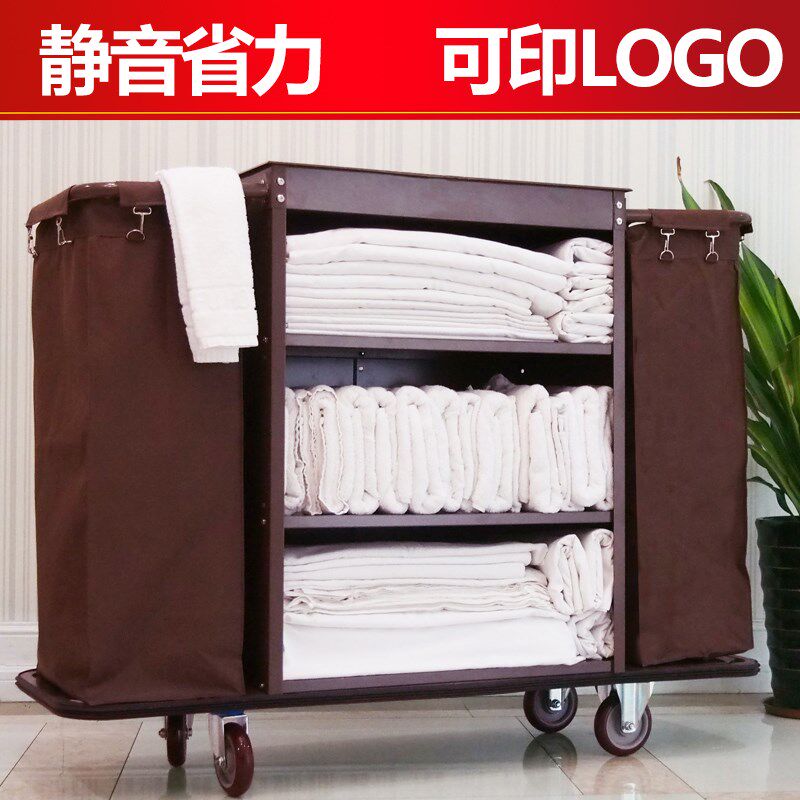 酒店宾馆客房多功能手推布草车保洁车清洁车布袋客房口服务车1
