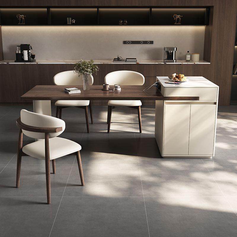 现代简约全实木岛台餐桌一体小户型家用可伸缩高级轻奢餐桌椅组合