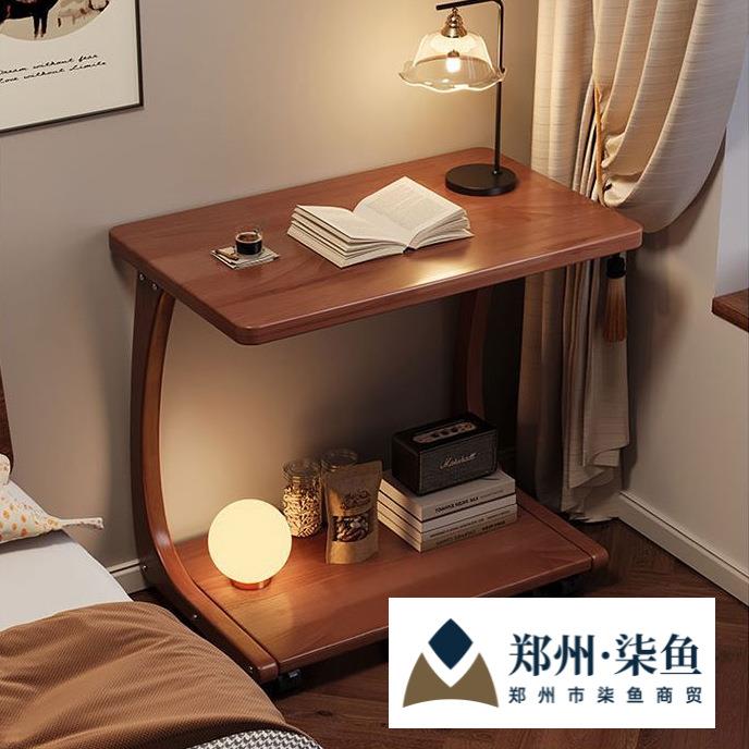 实木沙发边几柜可移动桌子带轮迷你茶几客厅小户型家用方角几茶台
