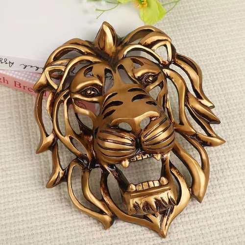 跨境黄金狮头装饰品户外入户门壁挂装饰大型玄关树脂墙挂装饰