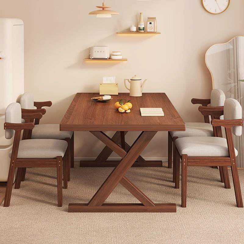 实木餐桌2025新款家用小户型吃饭桌子客厅长方形大板桌餐桌椅组合