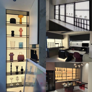 亚克力发光板装饰展示柜不锈钢发光柜别墅会所客厅金属酒柜餐边柜