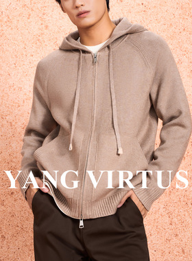 YANG VIRTUS 2026早春羊绒连帽开衫休闲针织衫拉链外套情侣装