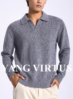 YANG VIRTUS 秋冬松弛感海鸥领老钱风毛衣针织衫不起球羊毛衫