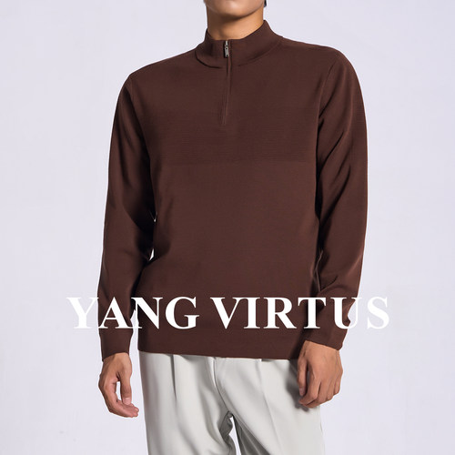 巴素兰美丽诺半开襟拉链羊毛衫