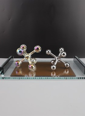 现代简约轻奢几何树脂水晶摆件办公室I样板房客厅书房工艺装饰品