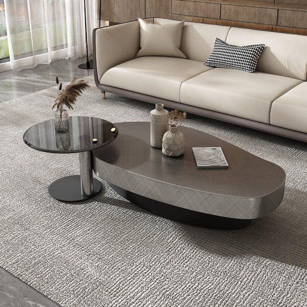 2024新款芒果茶几电视柜组合椭圆形不锈钢简约现代小户型客厅家用