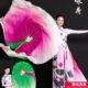 舞蹈扇子广场舞跳舞扇子绸子真丝加长渐变色双面咏荷胶州秧歌扇子