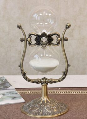 酒柜玄关客厅合金装饰工艺品 美式复古创意摆件 金属沙漏礼品